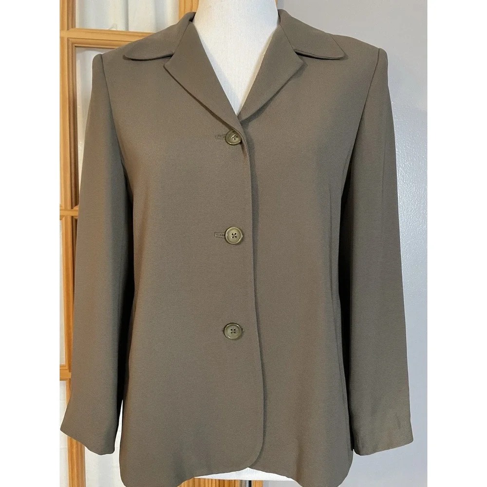 70s Rafaela 2Pc Tailored Pantsuit Womens Sz 6/8 Taupe Beige Career Business READ - Picture 2 of 16